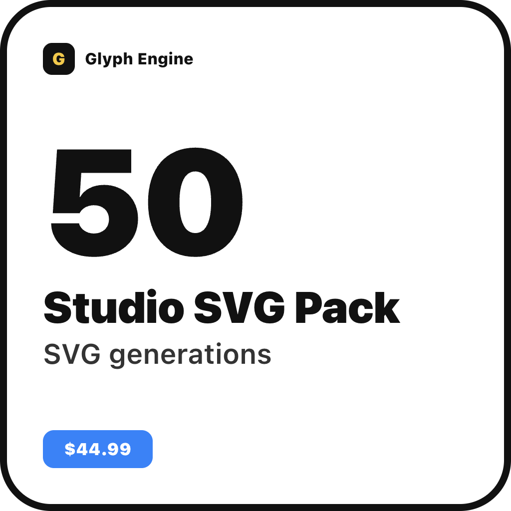 Studio SVG Pack — 50 SVG generations, best value, $44.99